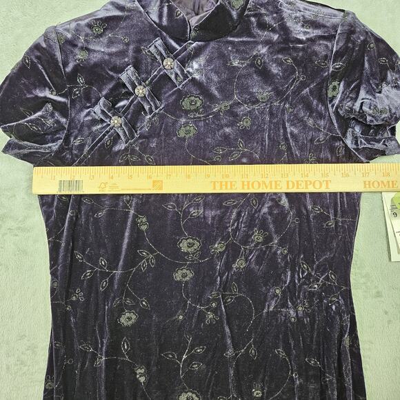 Vintage Velvet Floral Maxi Dress 9/10 Purple Fairy Goth Whimsigoth Dawn Joy Y2K - Picture 14 of 16